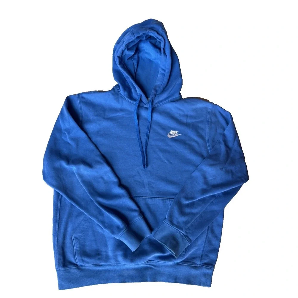Nike Club Fleece Hoodie Mens Medium Blue‎ BV2654-403 Pullover Sweatshirt Swoosh